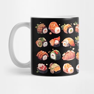 Cute Sushi Anime Food Pixel Art Mug